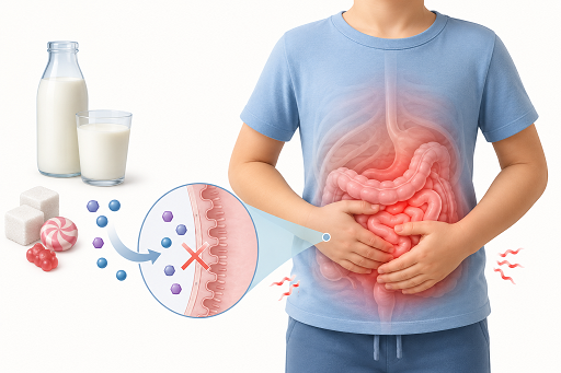 Doença genética autossômica recessiva rara, onde o intestino delgado não consegue absorver os monossacarídeos glicose e galactose