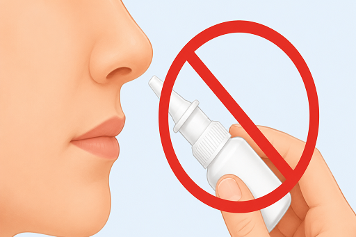 Contraindicado para pacientes em tratamento com descongestionantes nasais, por via oral ou nasal